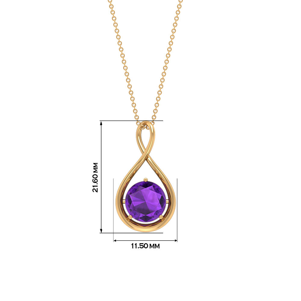 1.2 CT Real Amethyst Infinity Pendant Necklace