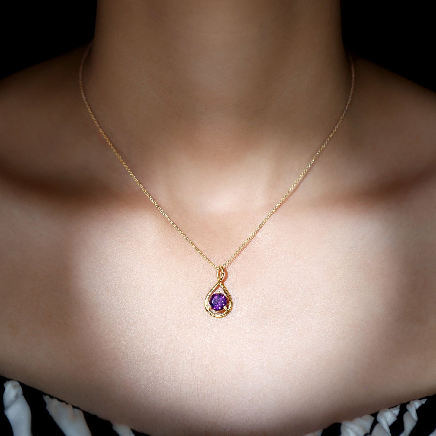 1.2 CT Real Amethyst Infinity Pendant Necklace