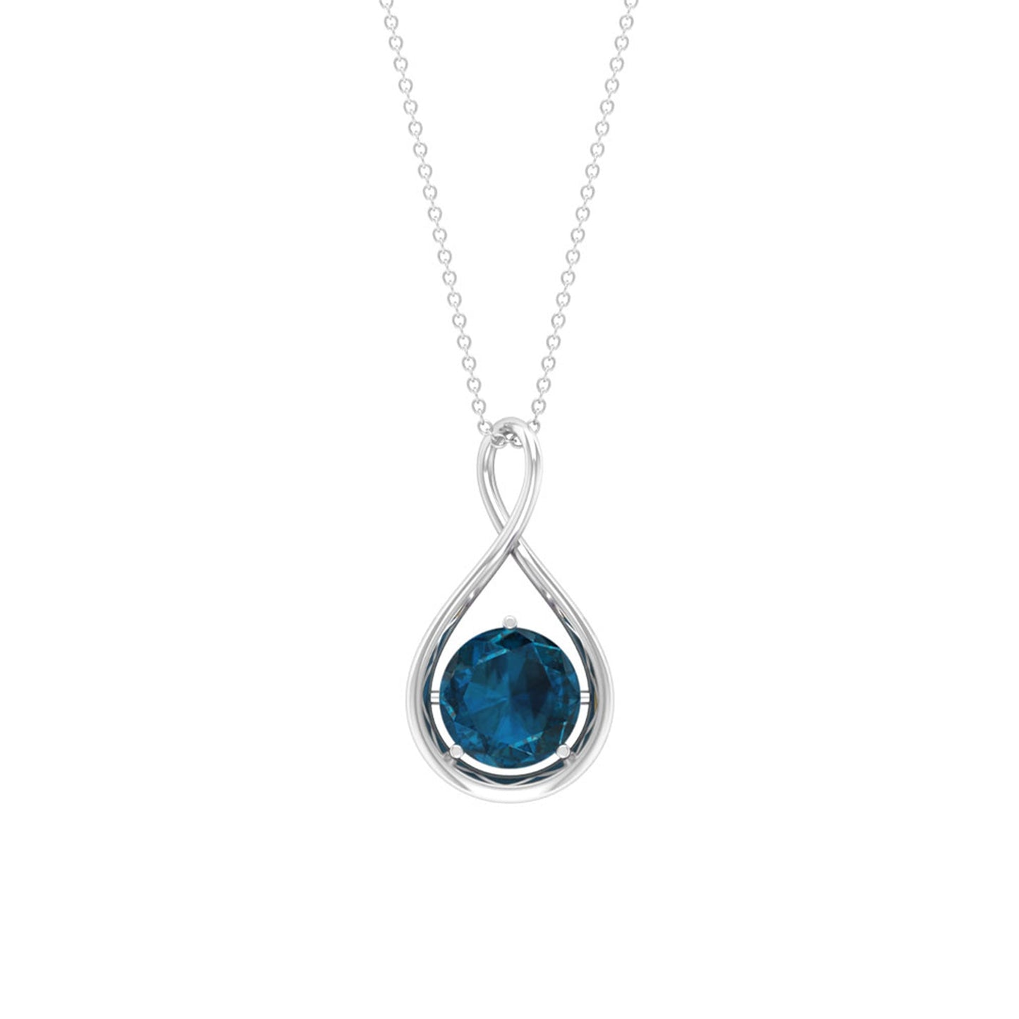 2 CT London Blue Topaz Infinity Pendant Necklace