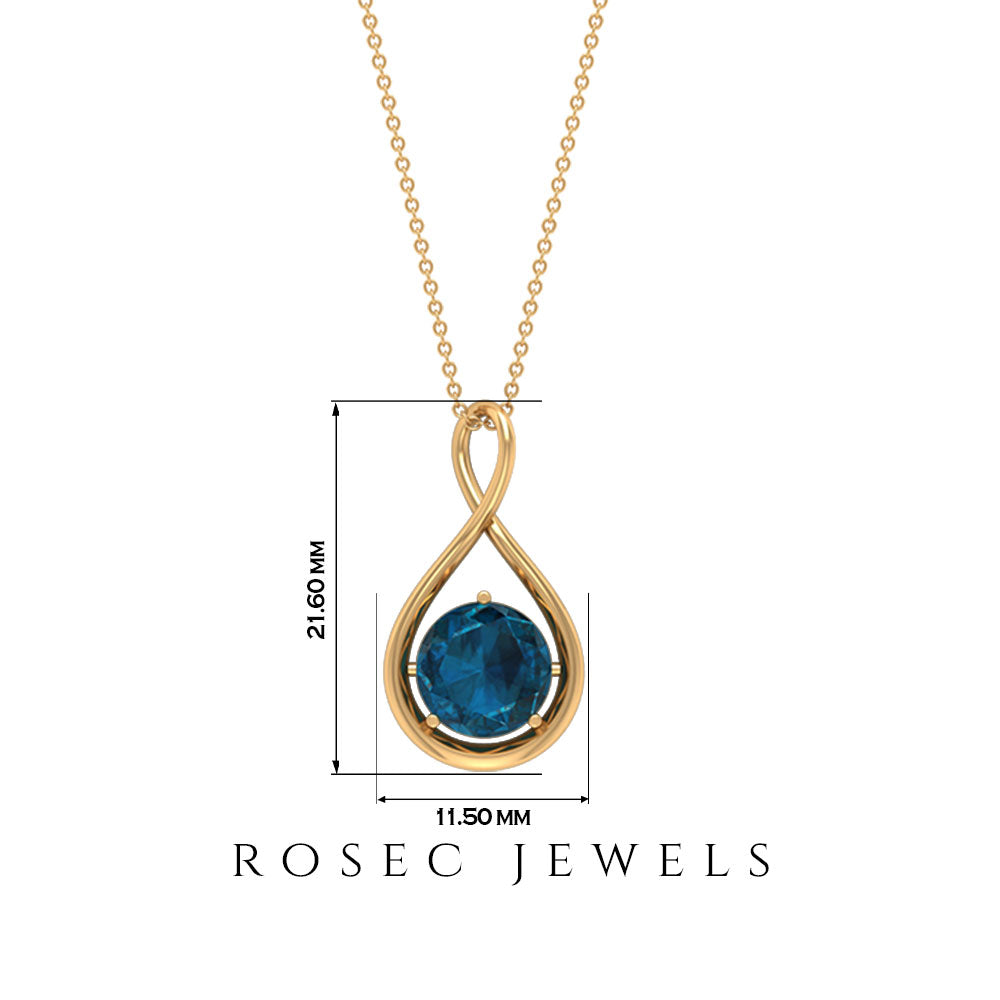 2 CT London Blue Topaz Infinity Pendant Necklace