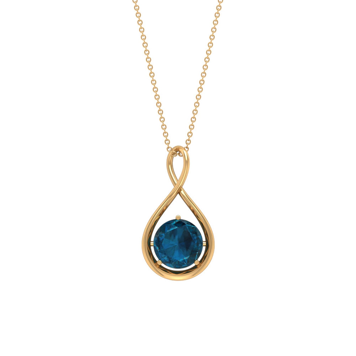 2 CT London Blue Topaz Infinity Pendant Necklace