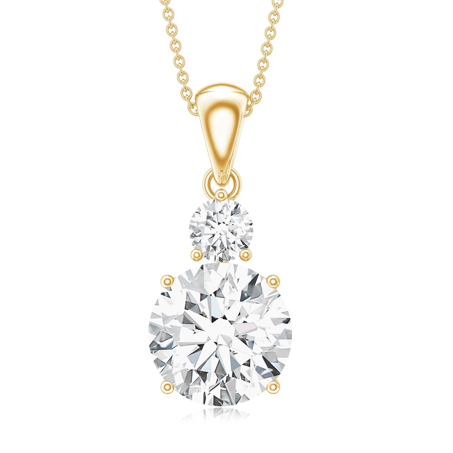 Brilliant Cut Moissanite Two Stone Necklace With Chain