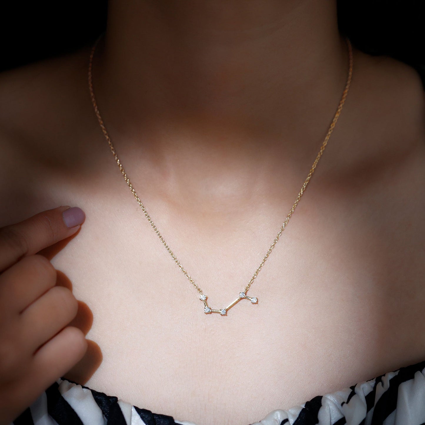 Moissanite Aries Constellation Necklace for Women