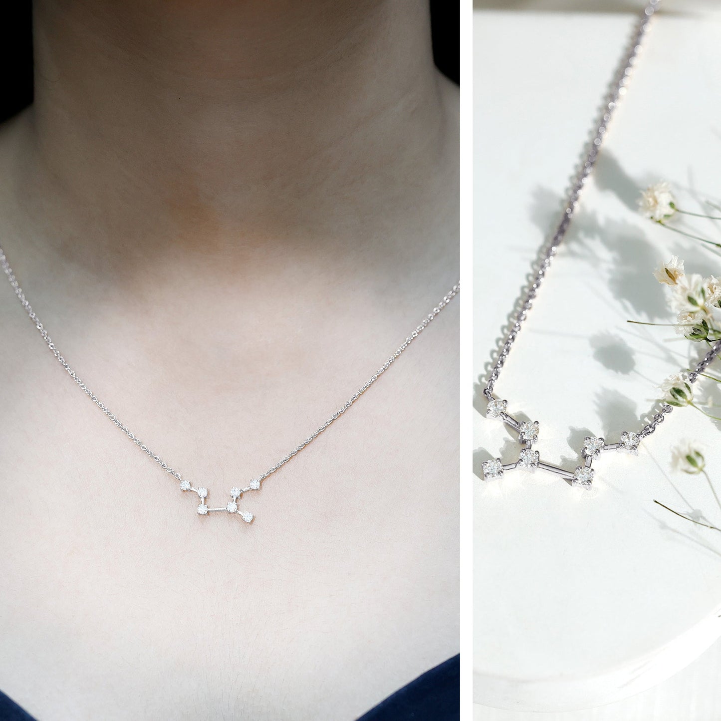 Moissanite Virgo Zodiac Constellation Necklace