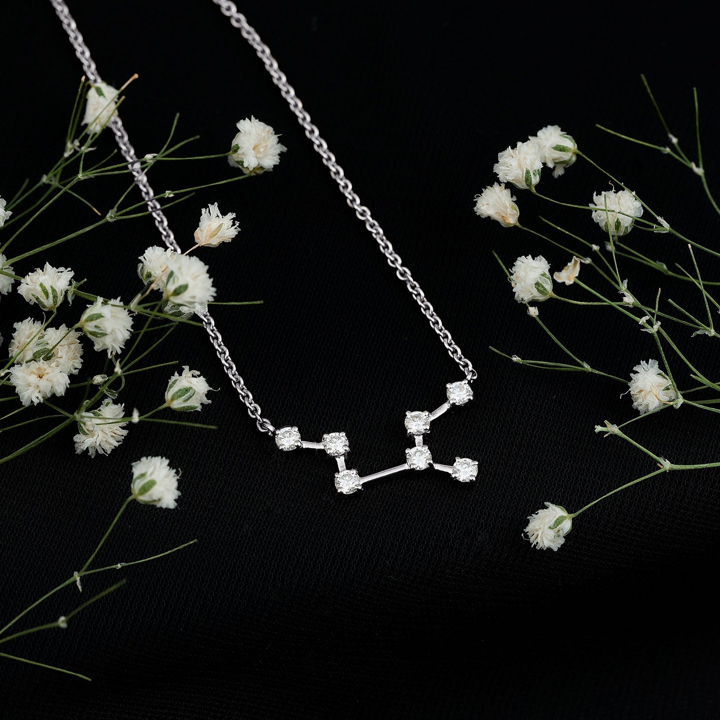 Moissanite Virgo Zodiac Constellation Necklace