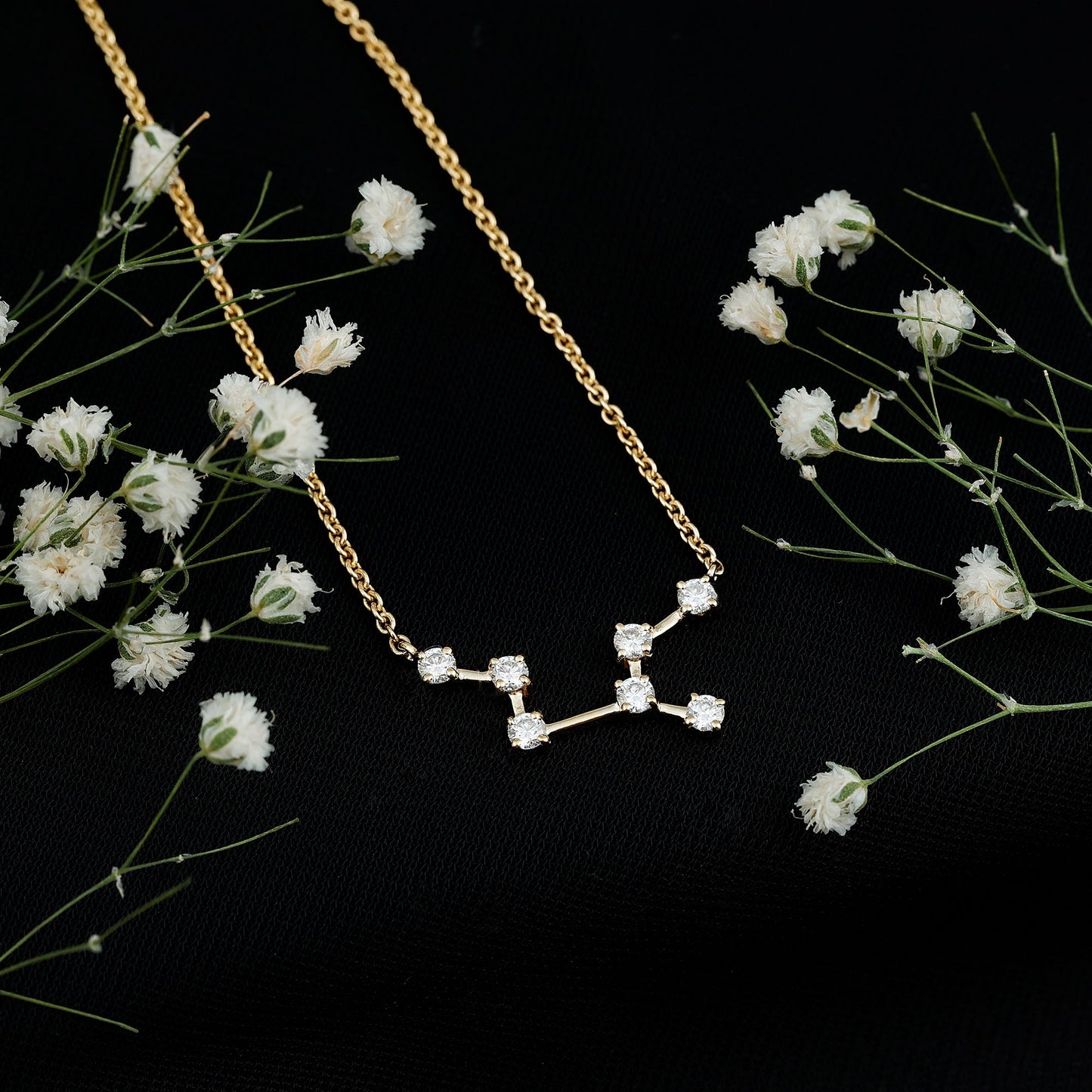 Moissanite Virgo Zodiac Constellation Necklace