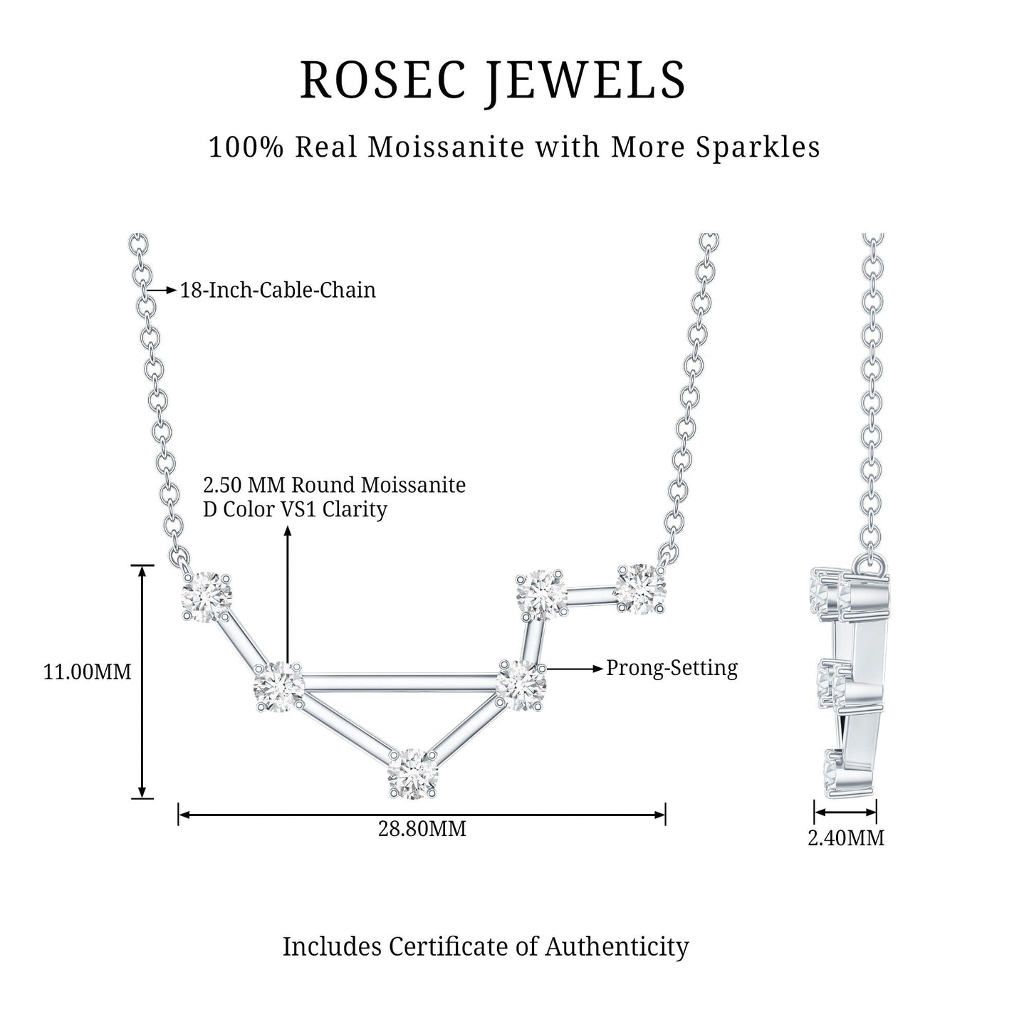 Certified Moissanite Libra Constellation Necklace