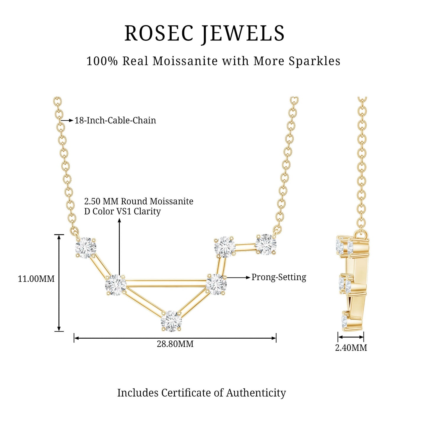 Certified Moissanite Libra Constellation Necklace