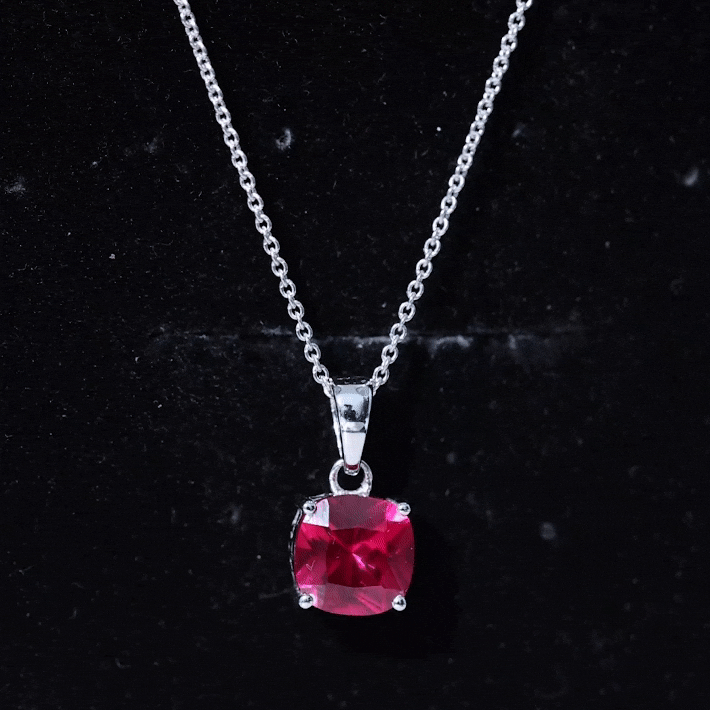 2 Carat Lab Created Ruby Solitaire Necklace With Chain
