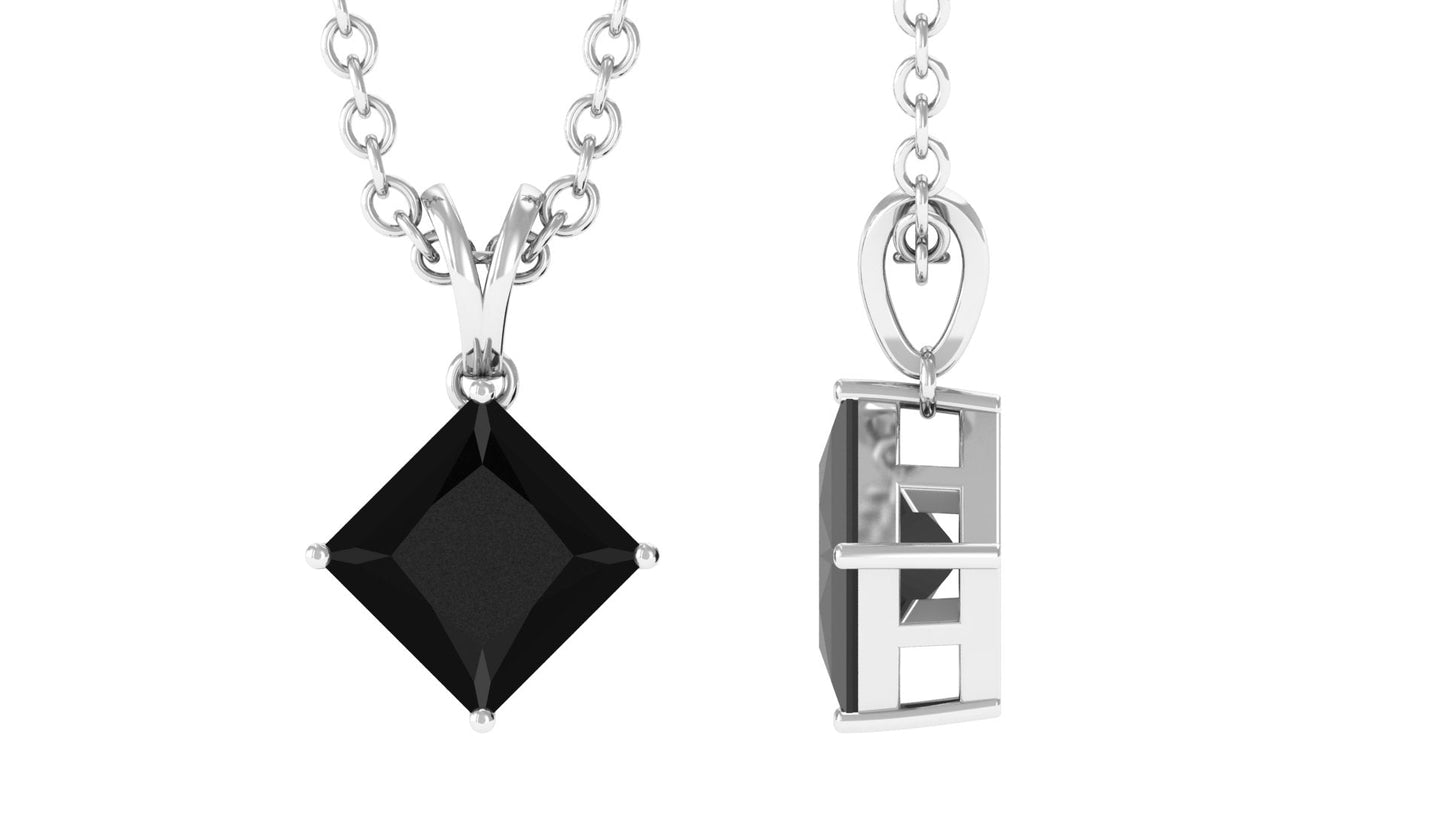 1 Carat Lab Grown Black Diamond Princess Cut Necklace