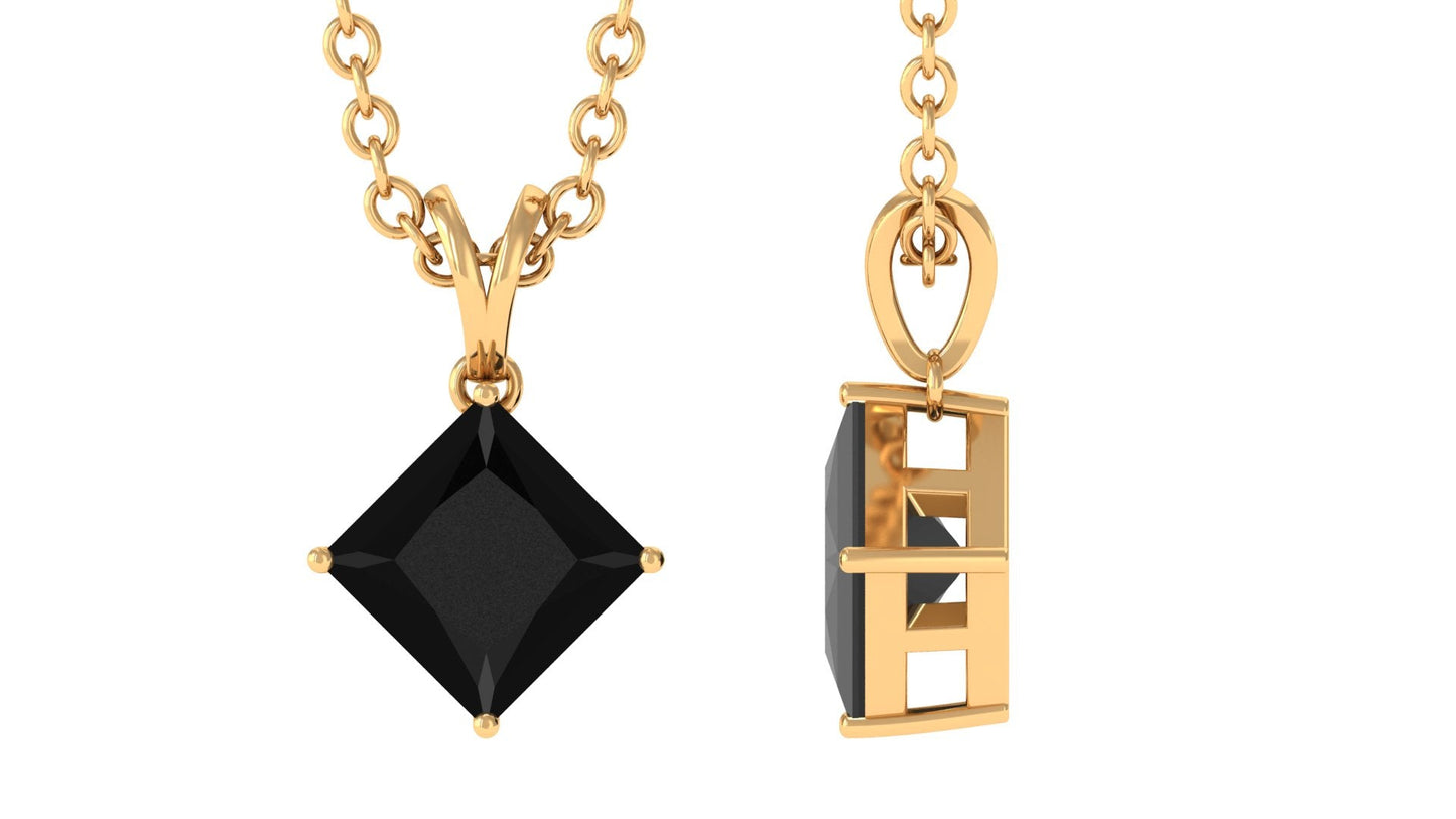 1 Carat Lab Grown Black Diamond Princess Cut Necklace