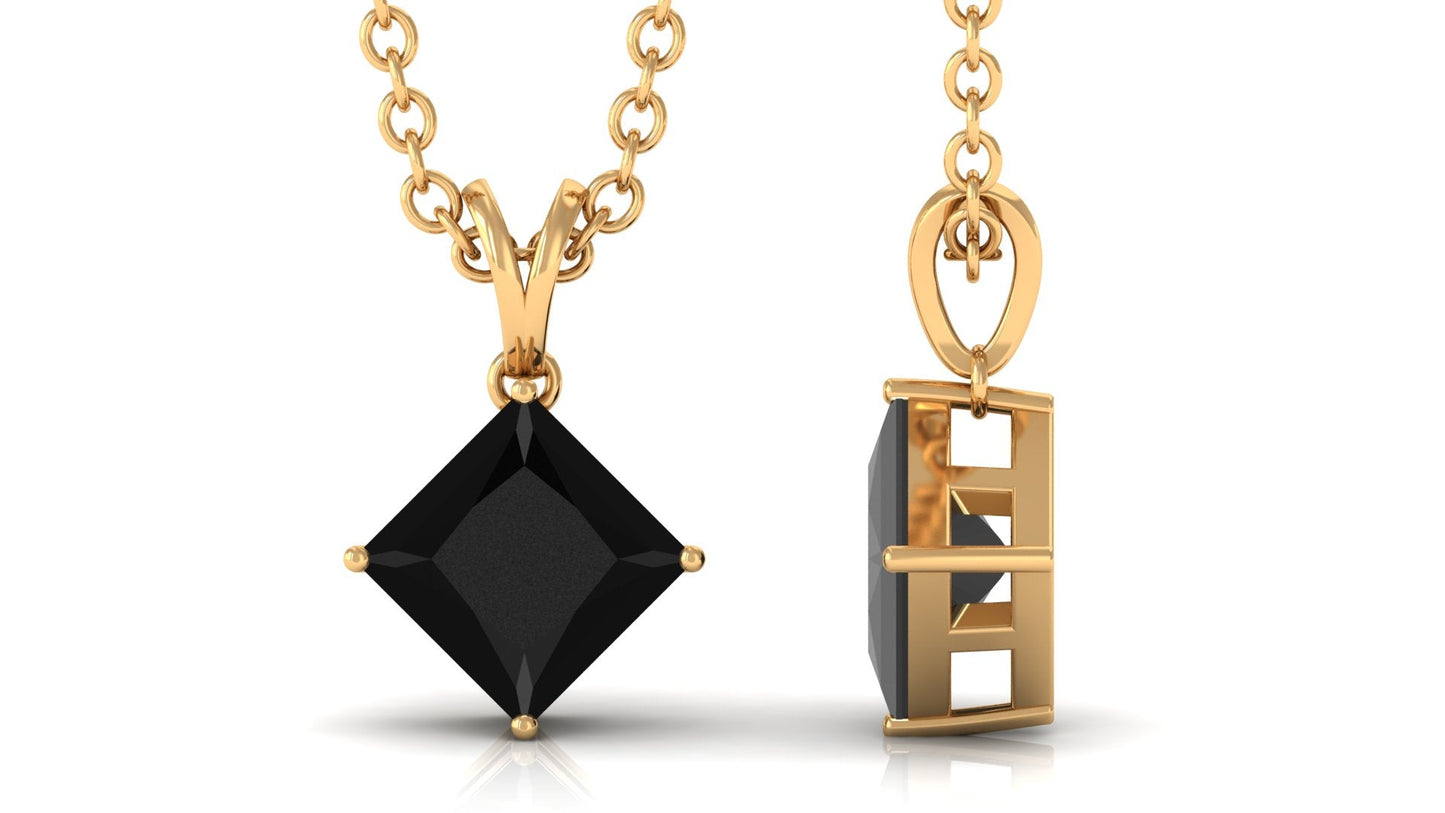 1 Carat Lab Grown Black Diamond Princess Cut Necklace