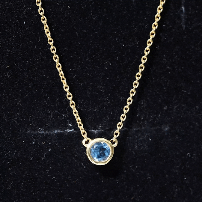 0.6 Carat Round London Blue Topaz Solitaire Necklace in Bezel Setting