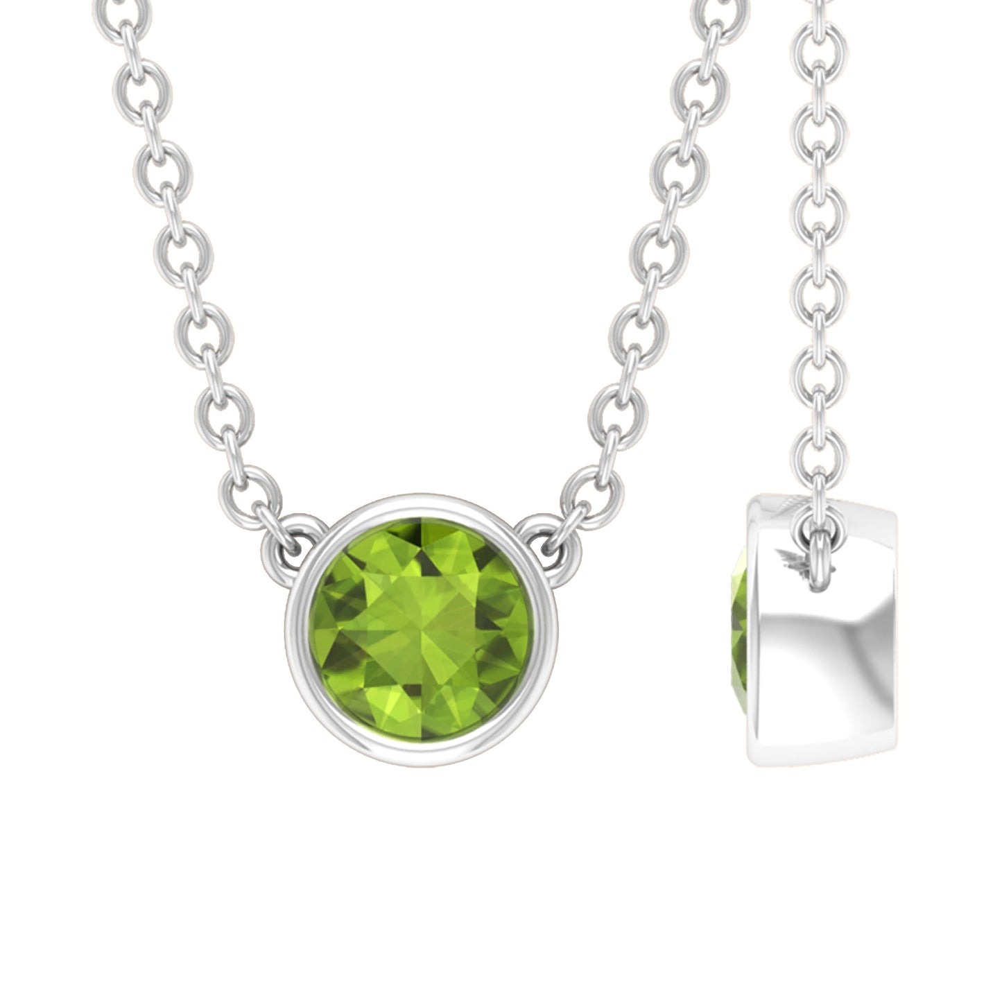 Round Cut Solitaire Peridot Birthstone Necklace