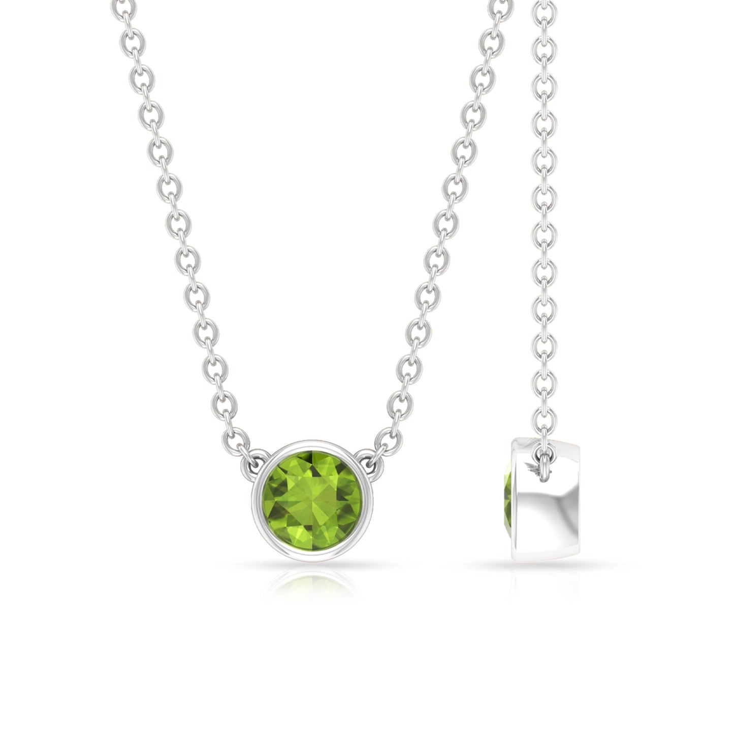 Round Cut Solitaire Peridot Birthstone Necklace