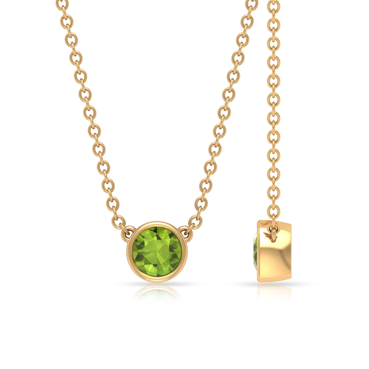 Round Cut Solitaire Peridot Birthstone Necklace