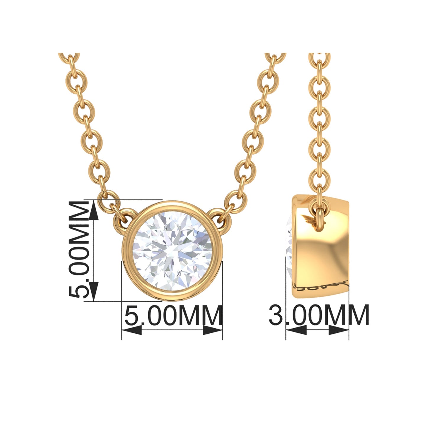 Certified Moissanite Solitaire Necklace in Bezel Setting