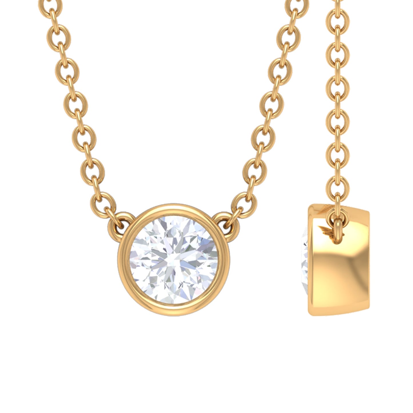 Certified Moissanite Solitaire Necklace in Bezel Setting