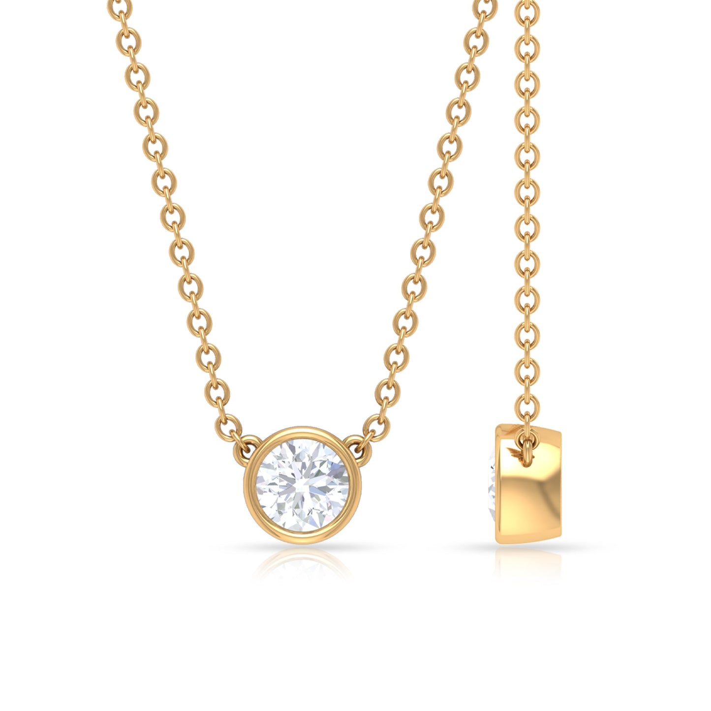 Certified Moissanite Solitaire Necklace in Bezel Setting