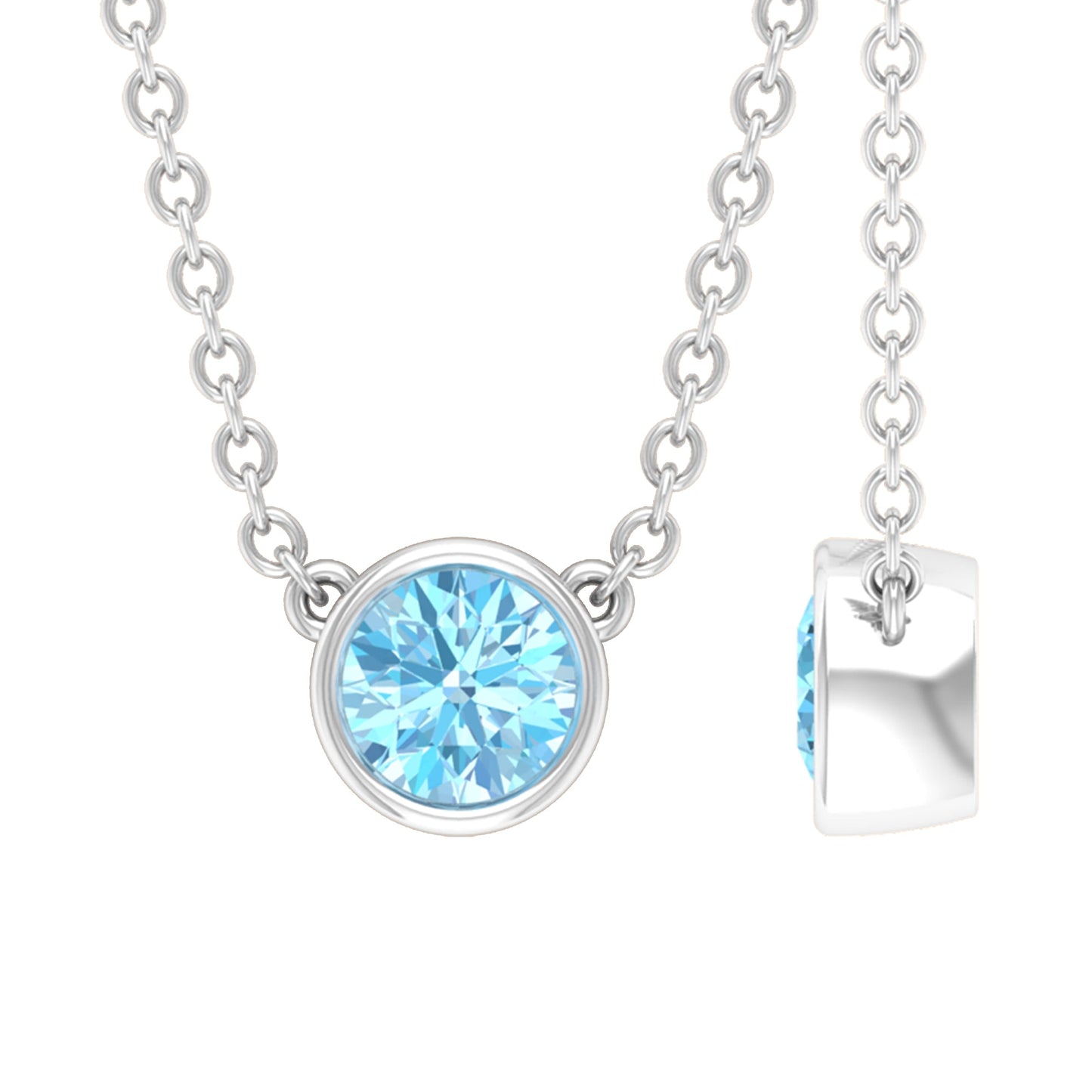 Minimalist Solitaire Aquamarine Birthstone Necklace