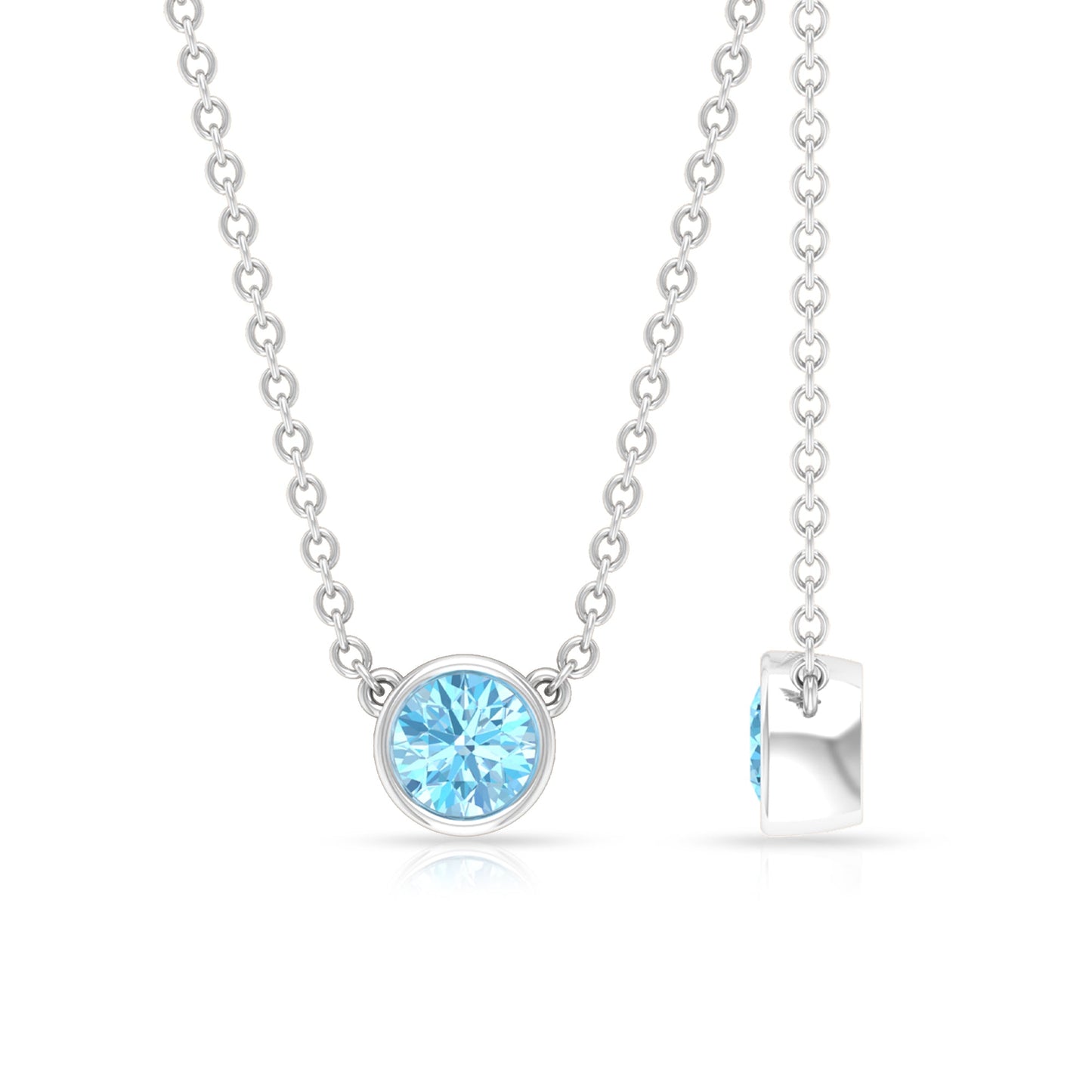 Minimalist Solitaire Aquamarine Birthstone Necklace