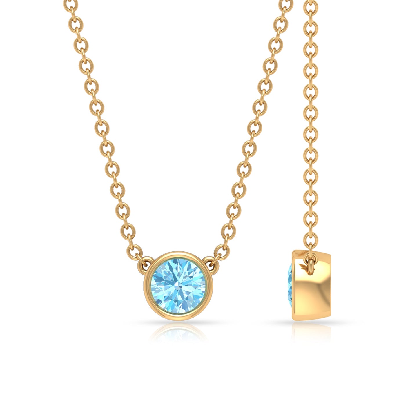 Minimalist Solitaire Aquamarine Birthstone Necklace