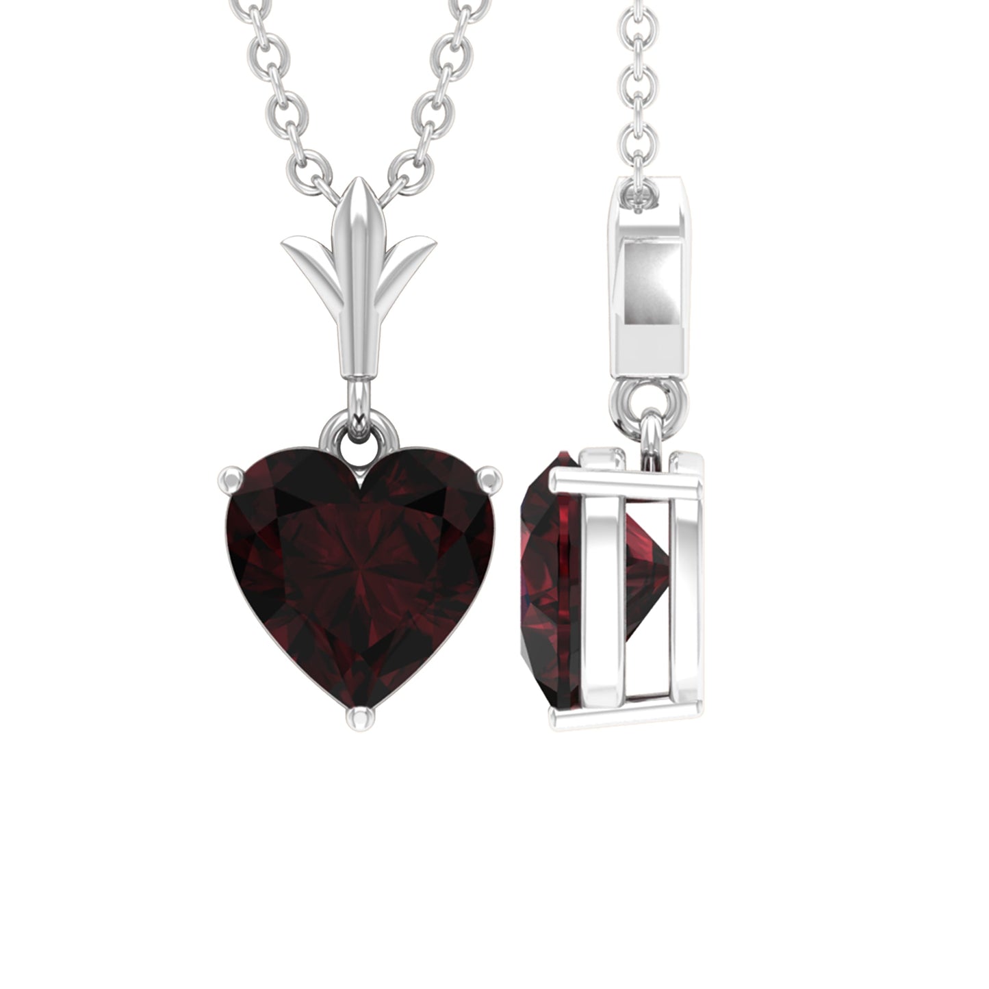 4 Carat Heart Shape Garnet Solitaire Pendant Necklace