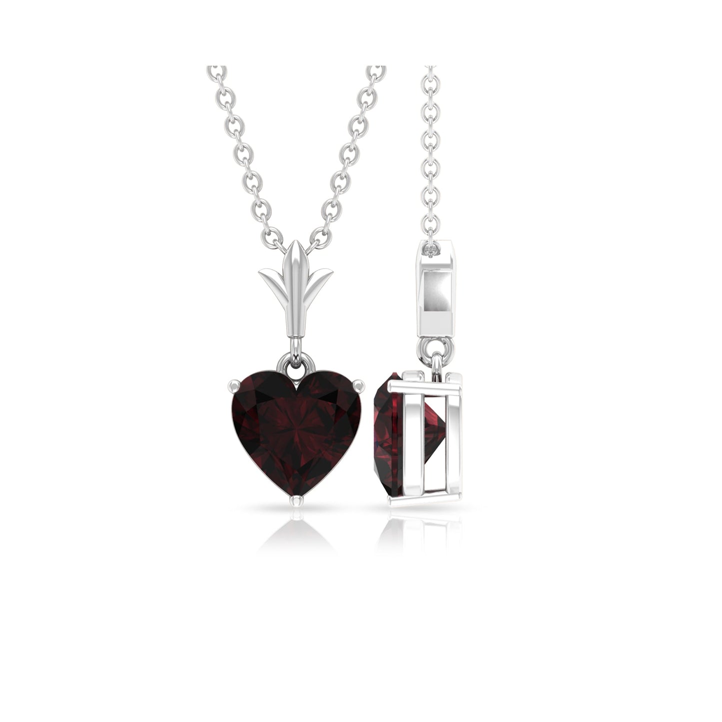 4 Carat Heart Shape Garnet Solitaire Pendant Necklace