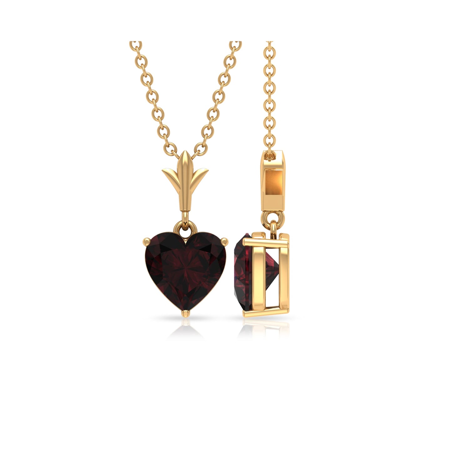 4 Carat Heart Shape Garnet Solitaire Pendant Necklace
