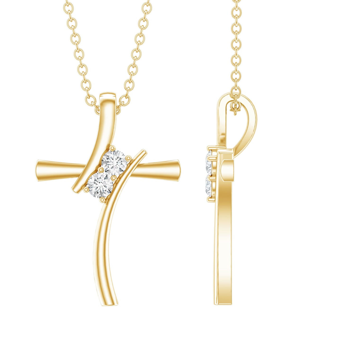 Certified Moissanite Cross Pendant Necklace With Chain