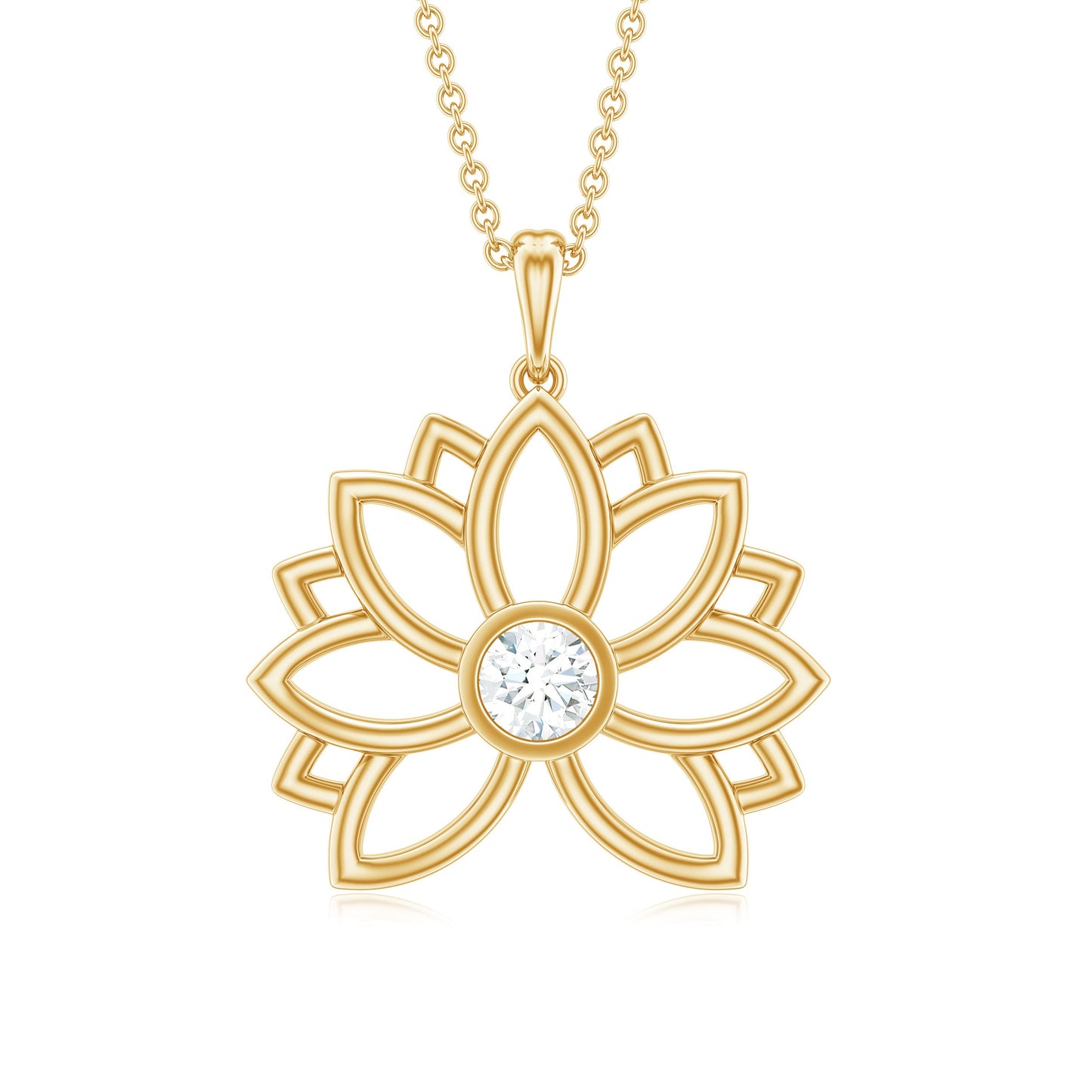 Certified Moissanite Flower Pendant in Bezel Setting