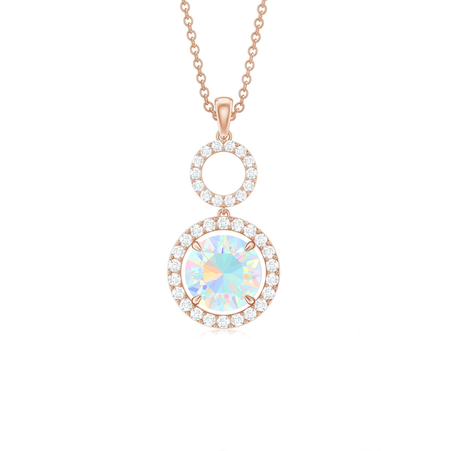 Natural Ethiopian Opal Drop Pendant Necklace with Diamond