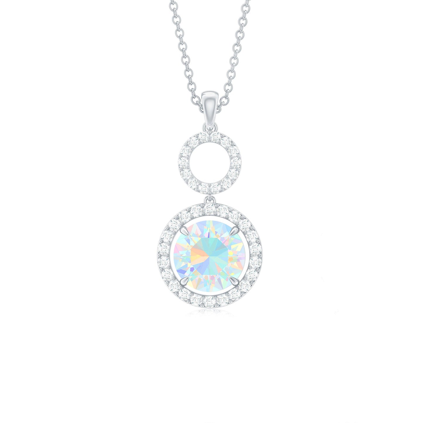 Natural Ethiopian Opal Drop Pendant Necklace with Diamond
