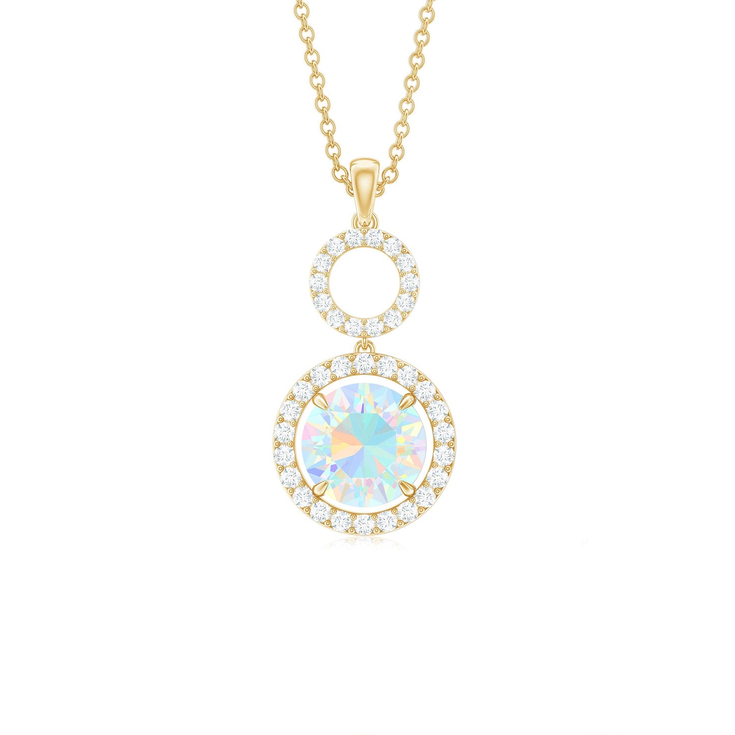 Natural Ethiopian Opal Drop Pendant Necklace with Diamond