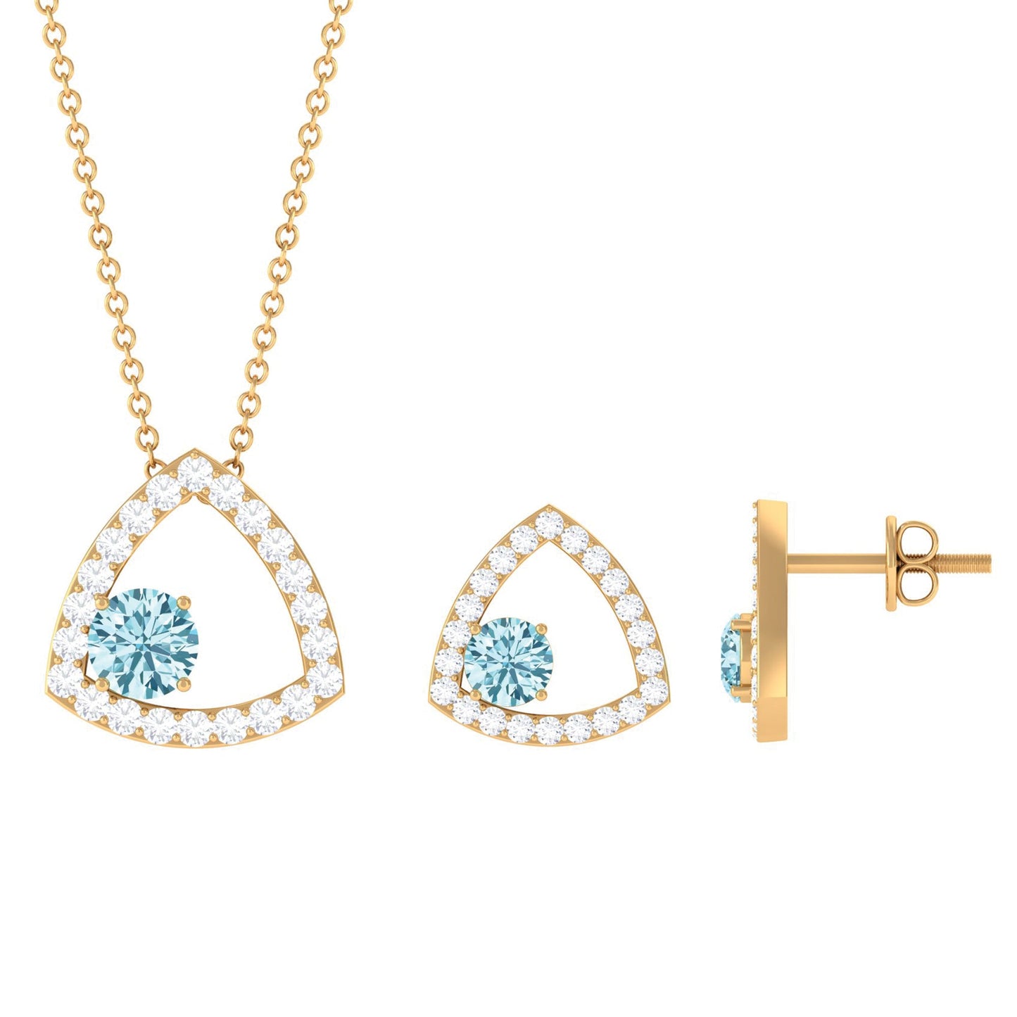 Certified Aquamarine and Moissanite Bridal Jewelry Set