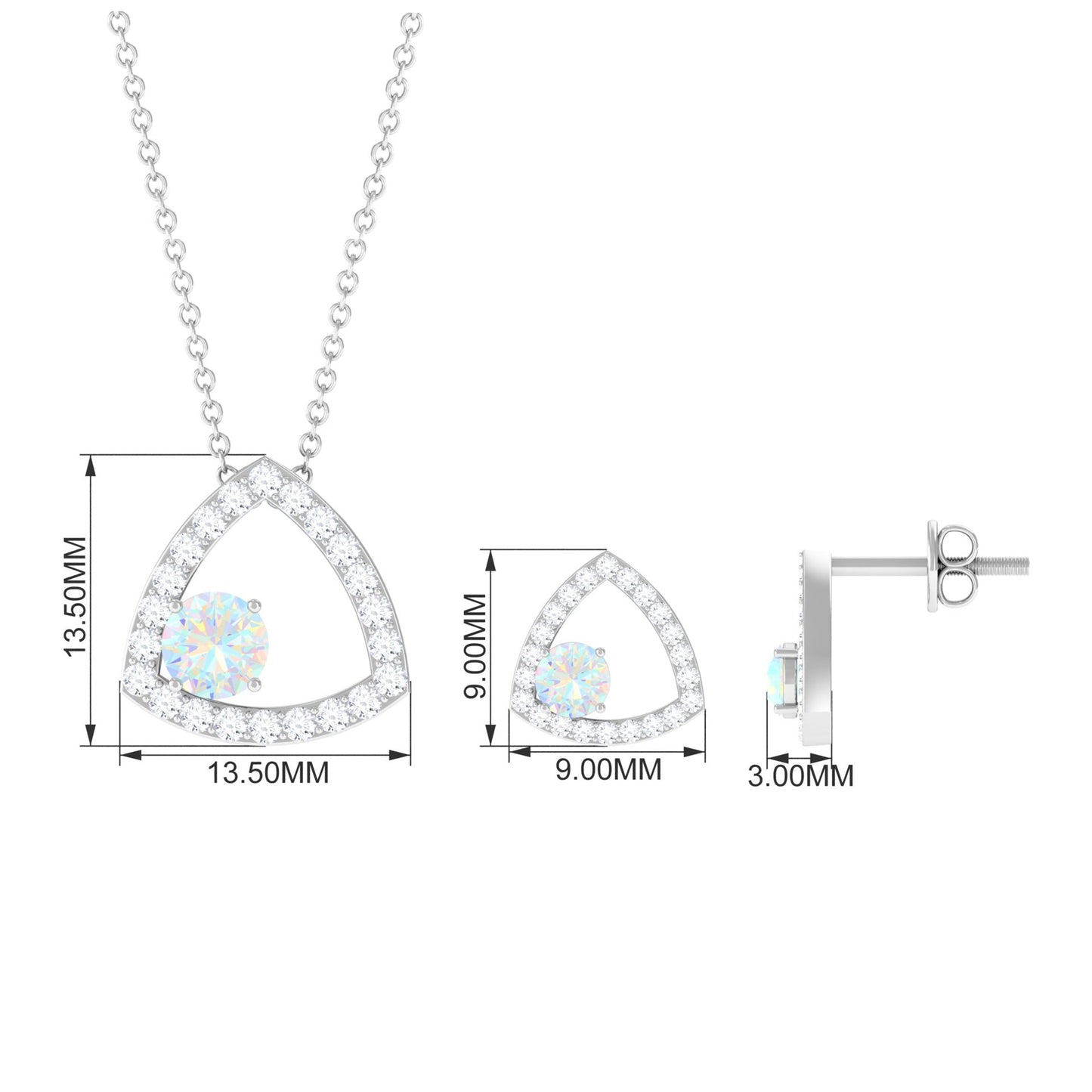 Natural Ethiopian Opal Geometric Jewelry Set with Moissanite
