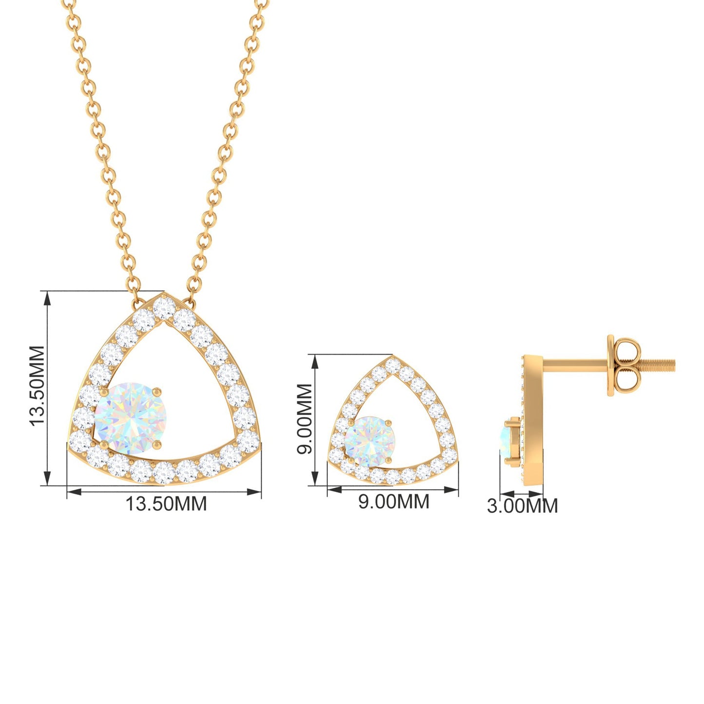 Natural Ethiopian Opal Geometric Jewelry Set with Moissanite