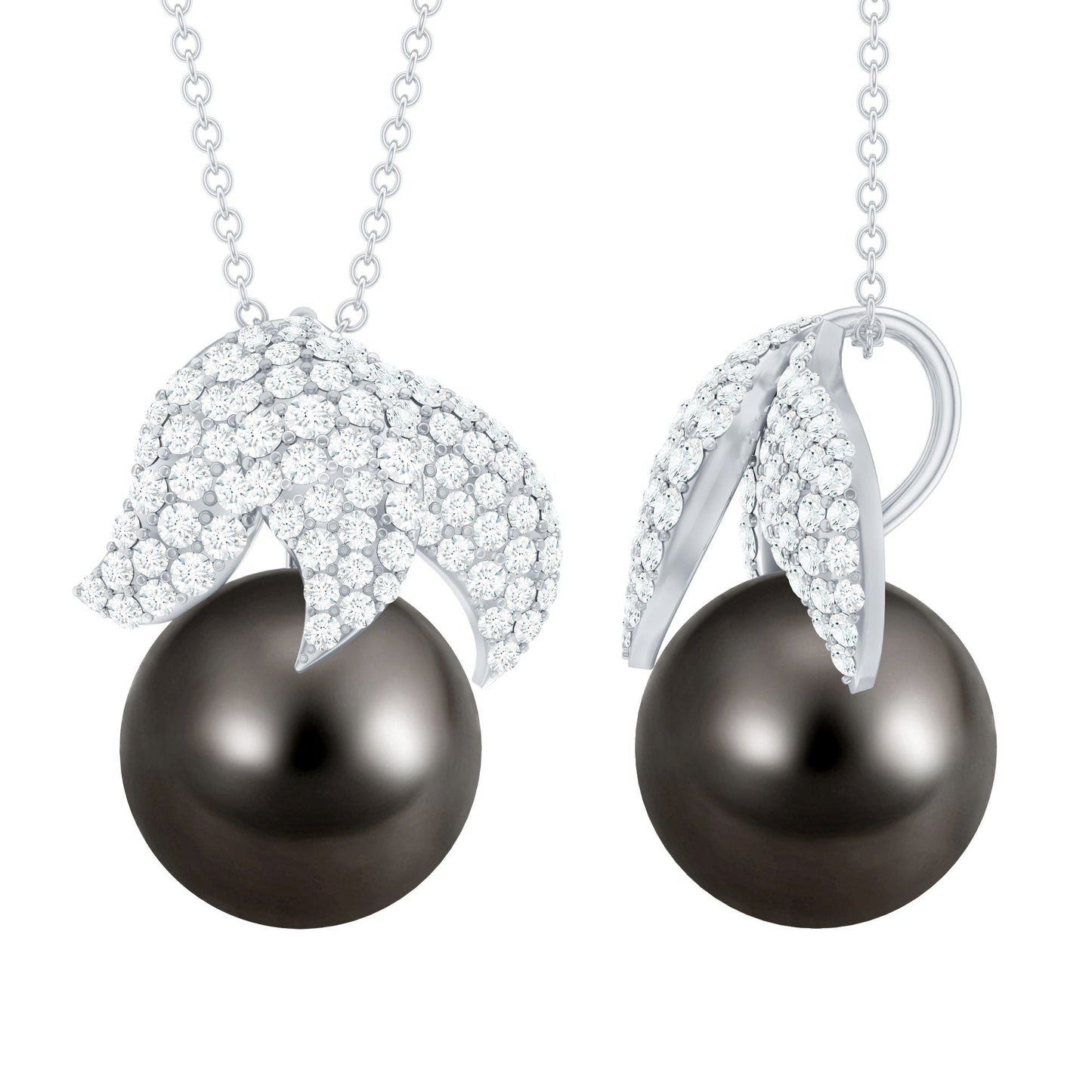 Handpicked 8 Carat Black Pearl and Diamond Necklace with Certificate