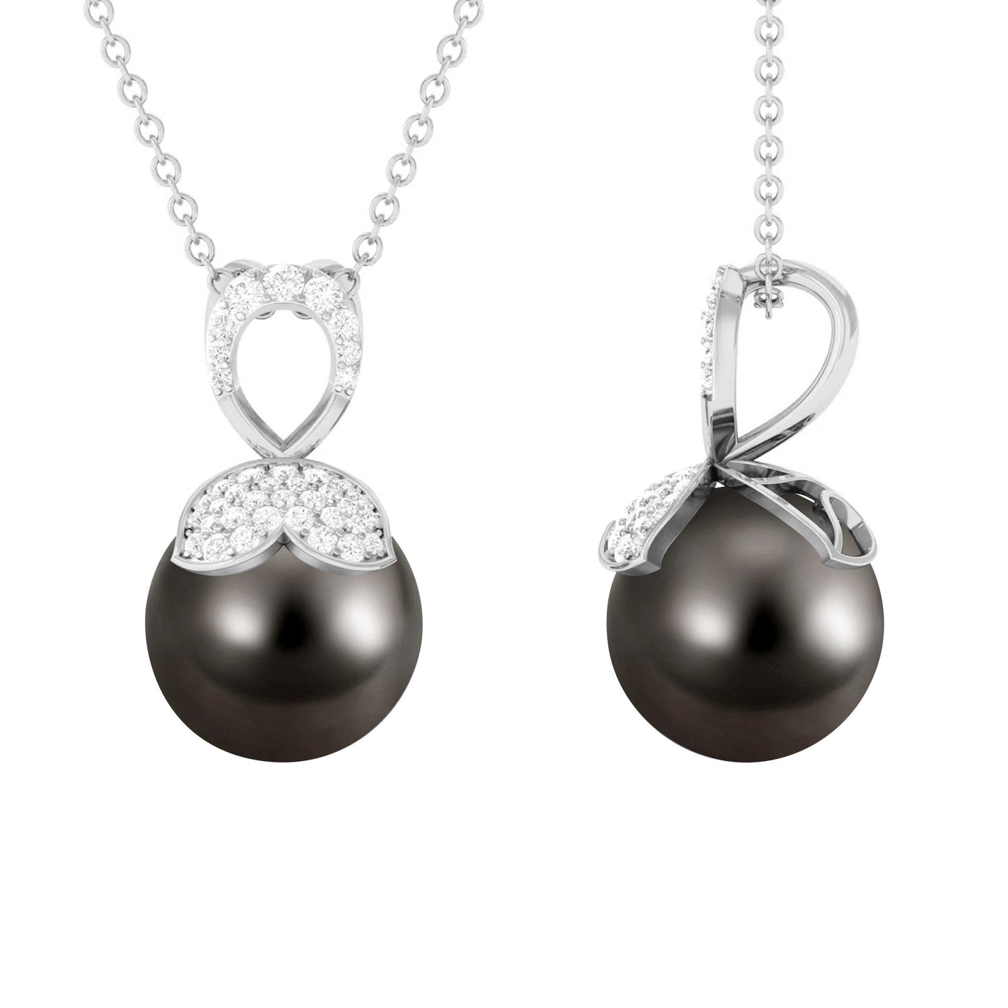 Nature Inspired 8 Carat Tahitian Pearl and Diamond Drop Pendant