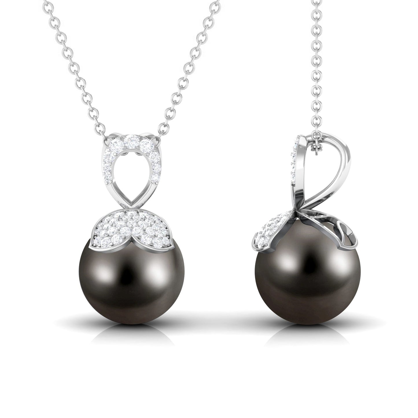 Nature Inspired 8 Carat Tahitian Pearl and Diamond Drop Pendant