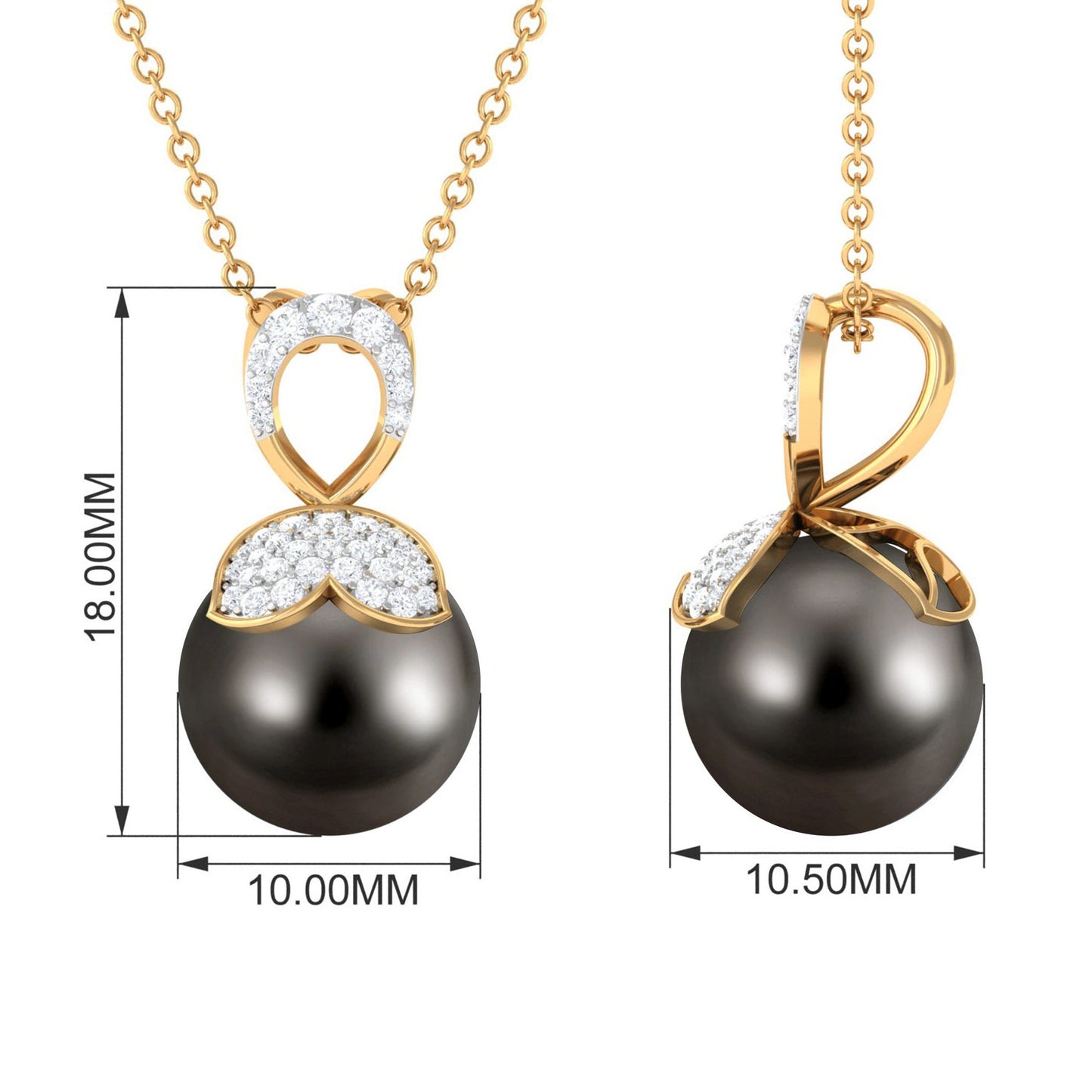 Nature Inspired 8 Carat Tahitian Pearl and Diamond Drop Pendant