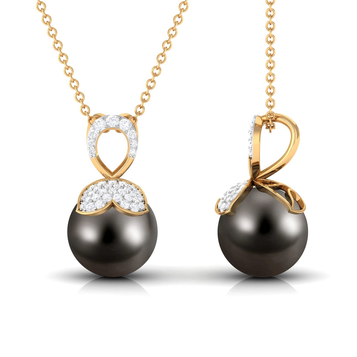 Nature Inspired 8 Carat Tahitian Pearl and Diamond Drop Pendant