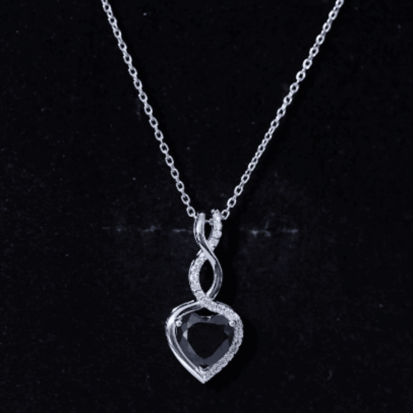2 Carat Black Onyx Infinity Heart Pendant with Diamond