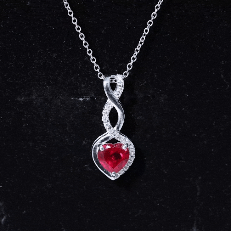 Lab Grown Ruby Infinity Heart Necklace With Chain