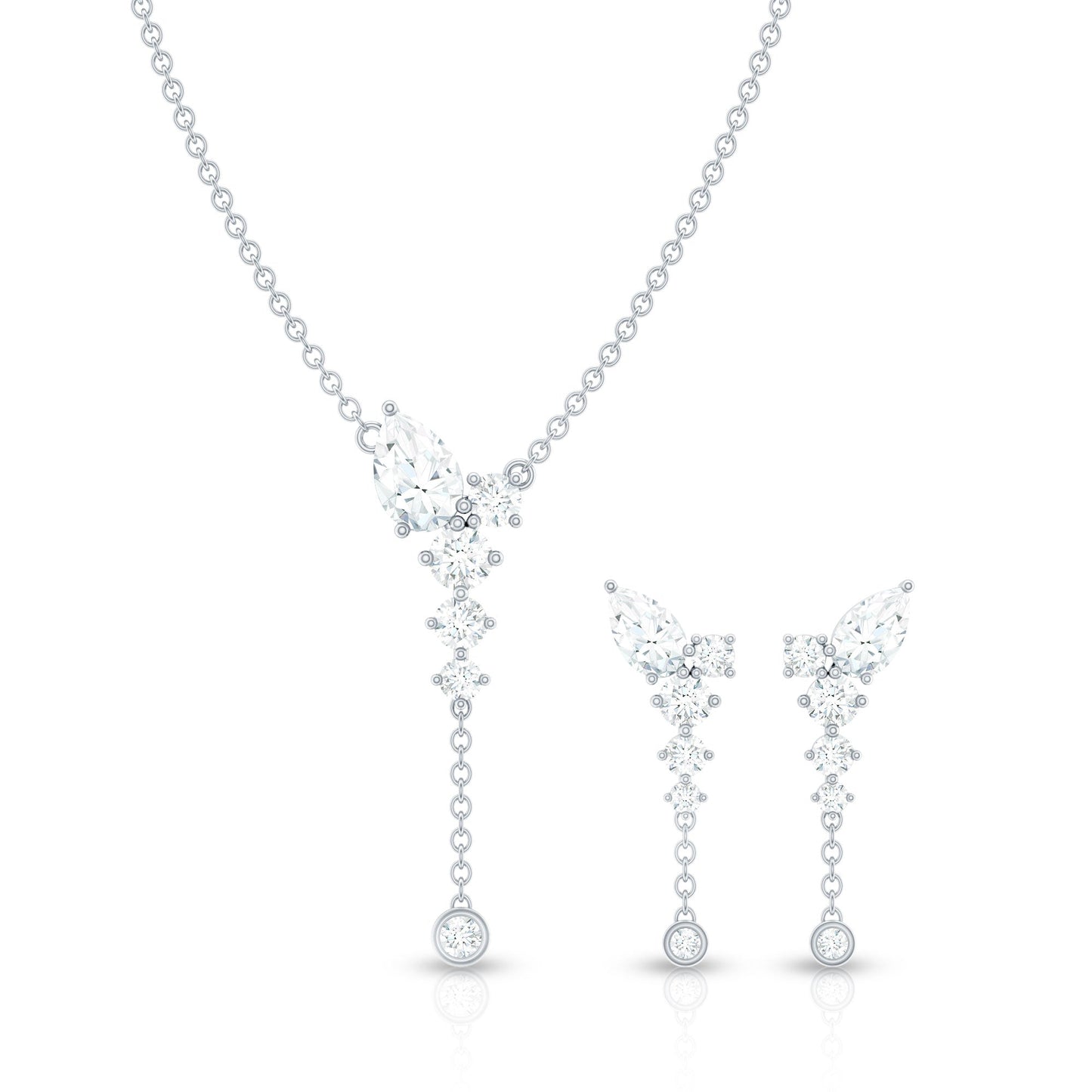 Certified Moissanite Bridal Necklace and Earrings Set