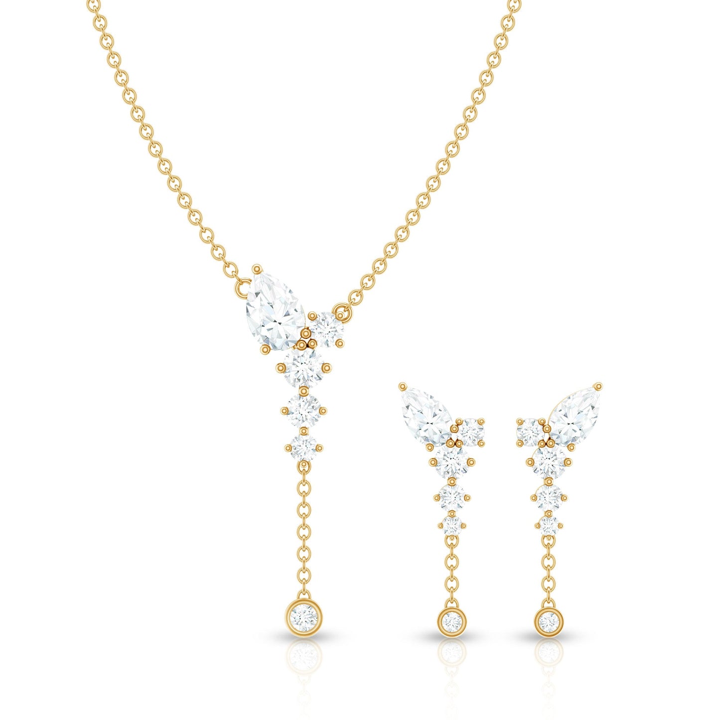 Certified Moissanite Bridal Necklace and Earrings Set