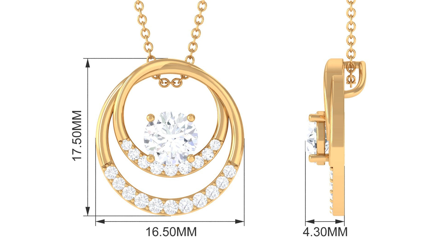 0.9 Carat Certified Moissanite Interlocked Circle Pendant Necklace
