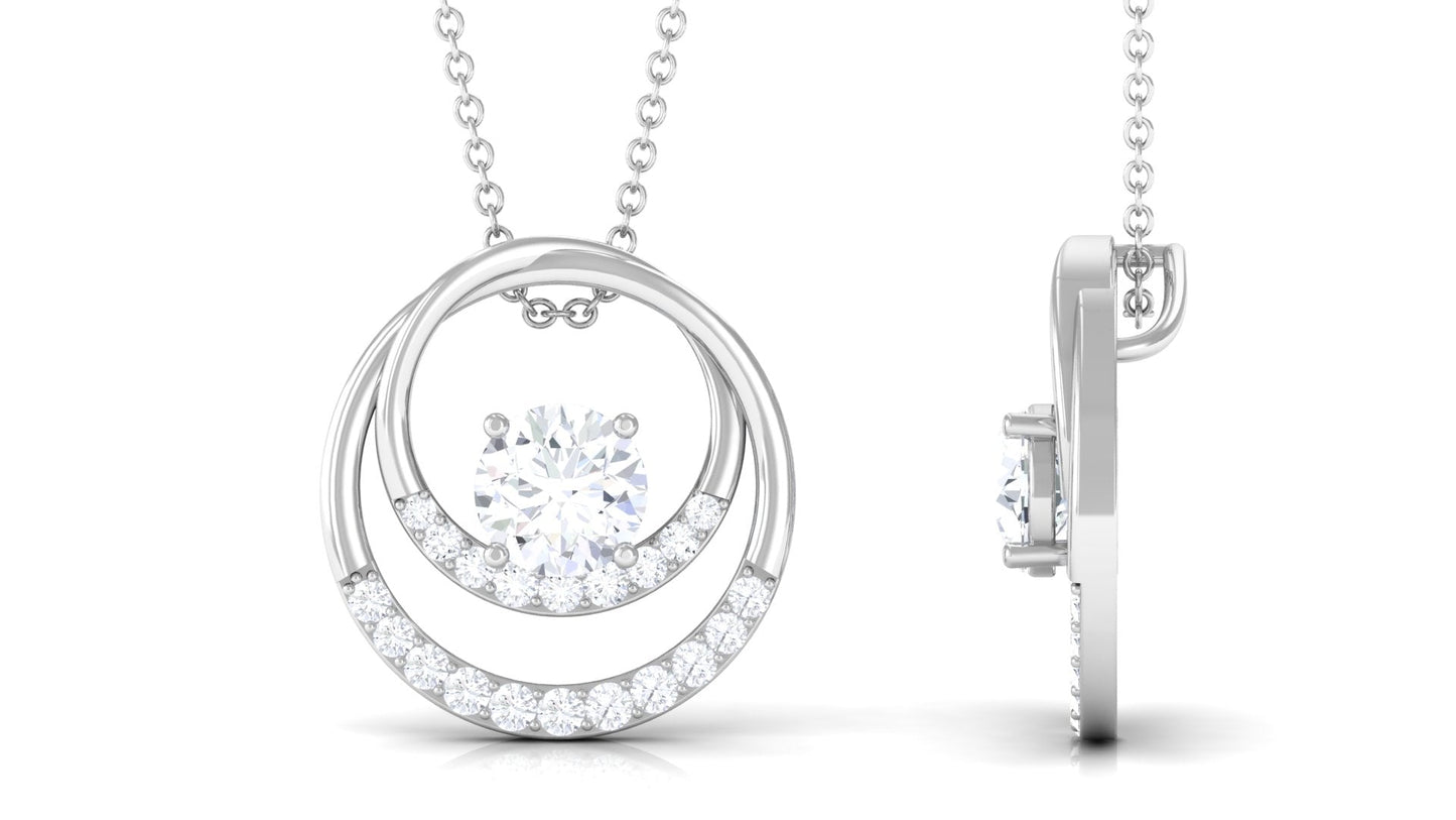 0.9 Carat Certified Moissanite Interlocked Circle Pendant Necklace