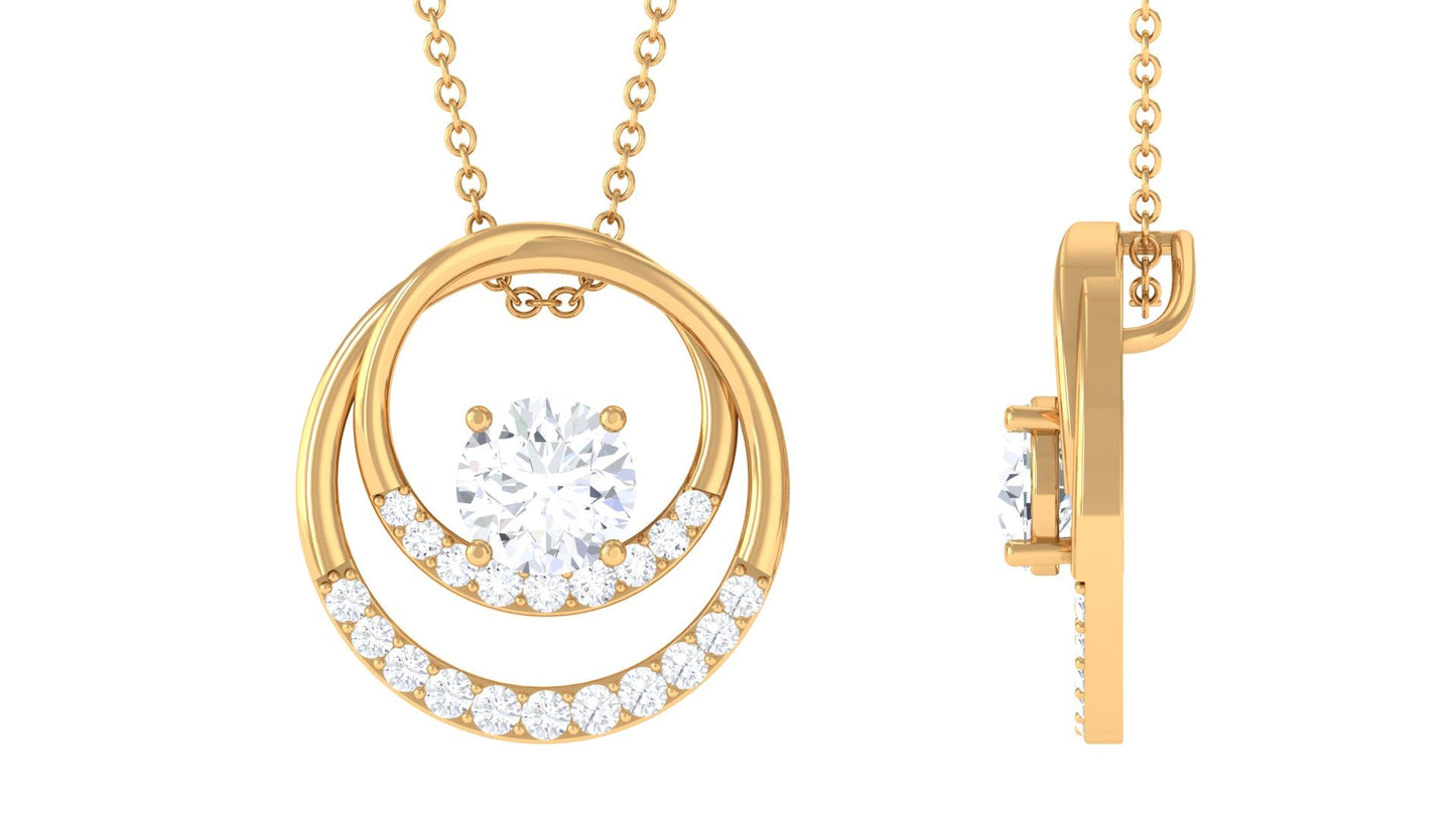 0.9 Carat Certified Moissanite Interlocked Circle Pendant Necklace
