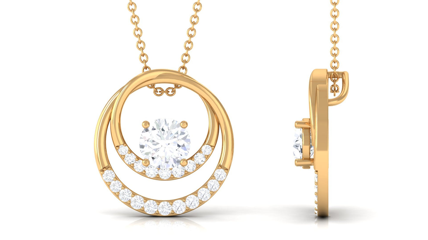 0.9 Carat Certified Moissanite Interlocked Circle Pendant Necklace